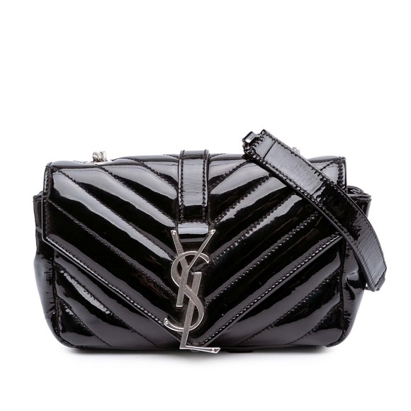 Pre-Loved Saint Laurent Baby Patent Chevron Classic Monogram Chain Bag - Picture 1 of 10
